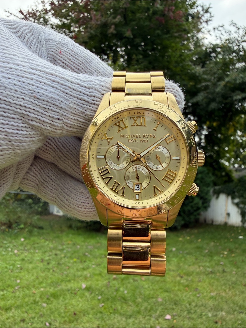 Michael Kors Layton MK8214 Gold-Tone Unisex Chronograph Roman Numeral Dial Watch